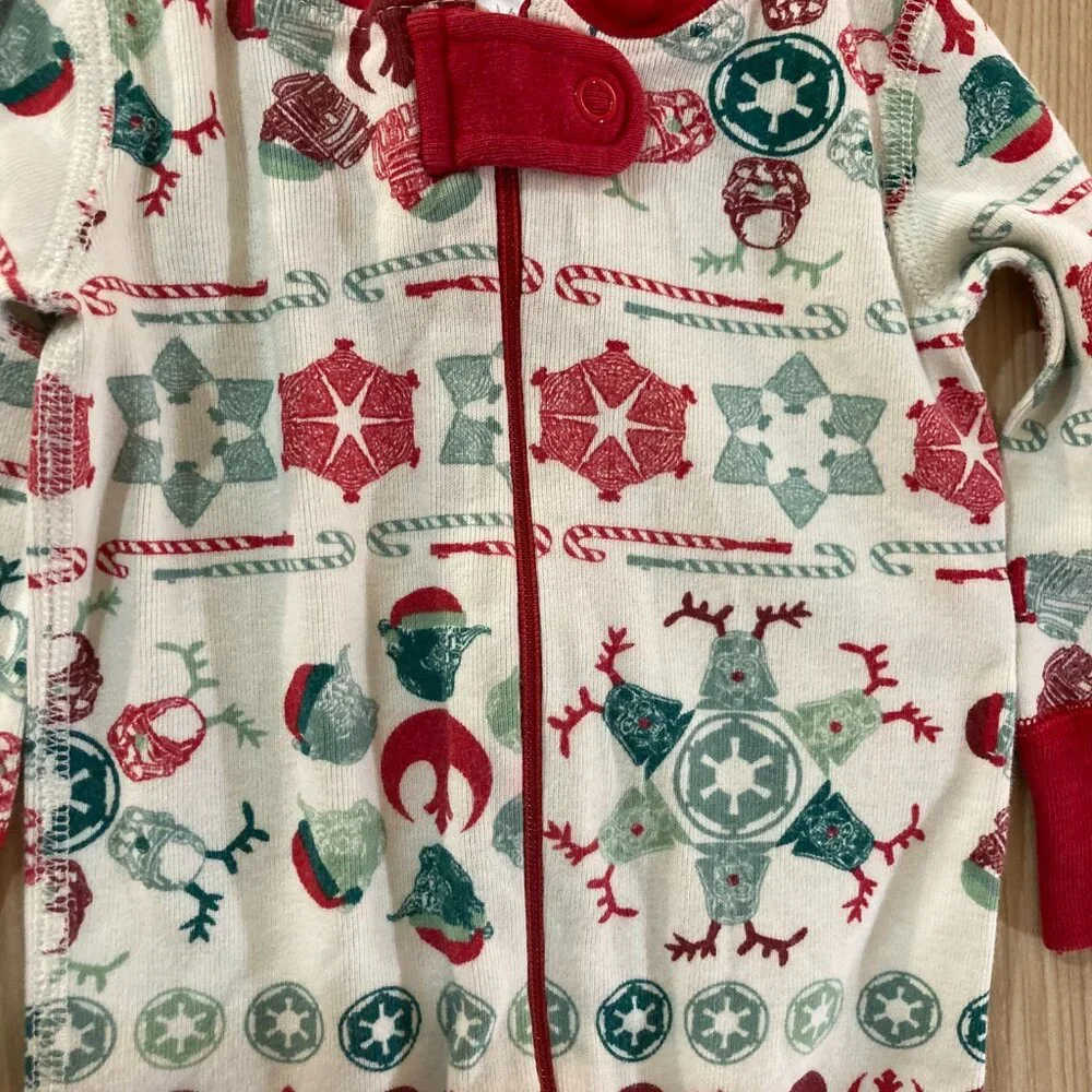 Hanna Andersson Star Wars Christmas Sleeper Style Pajamas 60 CM 3-6 Months Zip